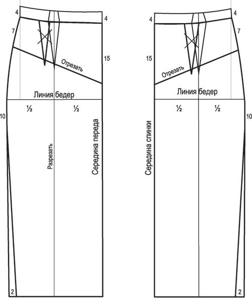 Выкройка джинсовой юбки